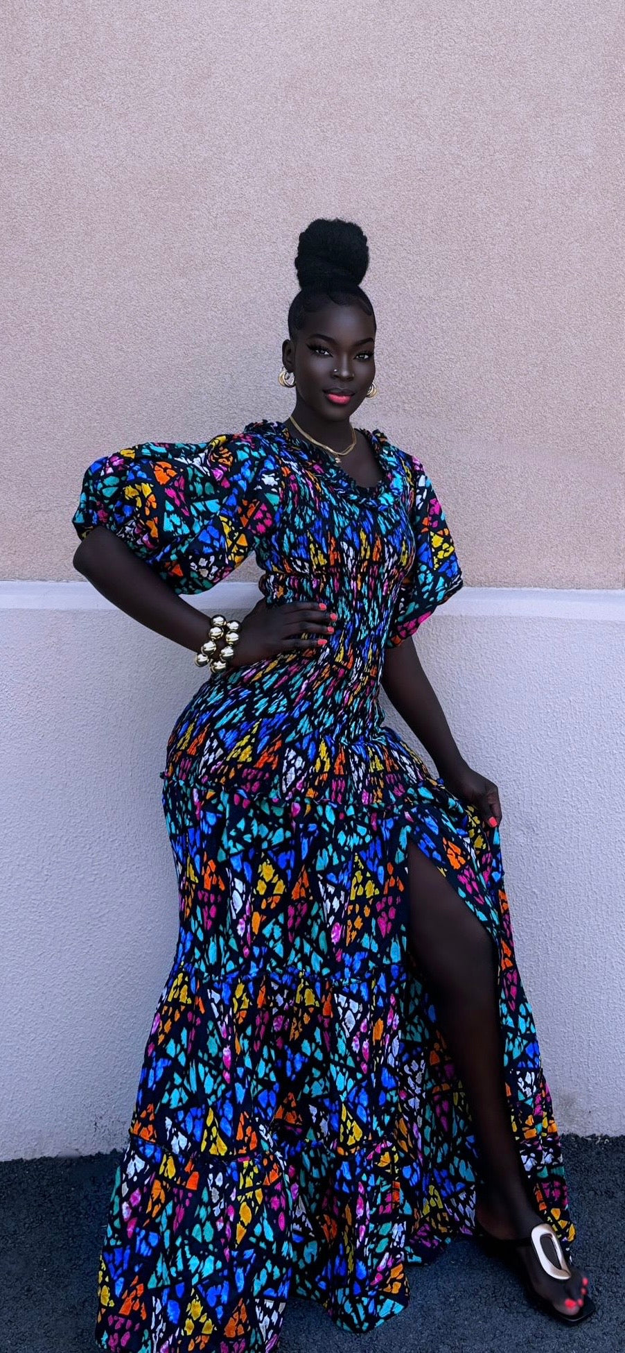 OHEMAA Women's African Print Dress. African Print Smocked Dress. African Print Formal Dress. Ankara Long Dress. Ankara Smocked Maxi Dress