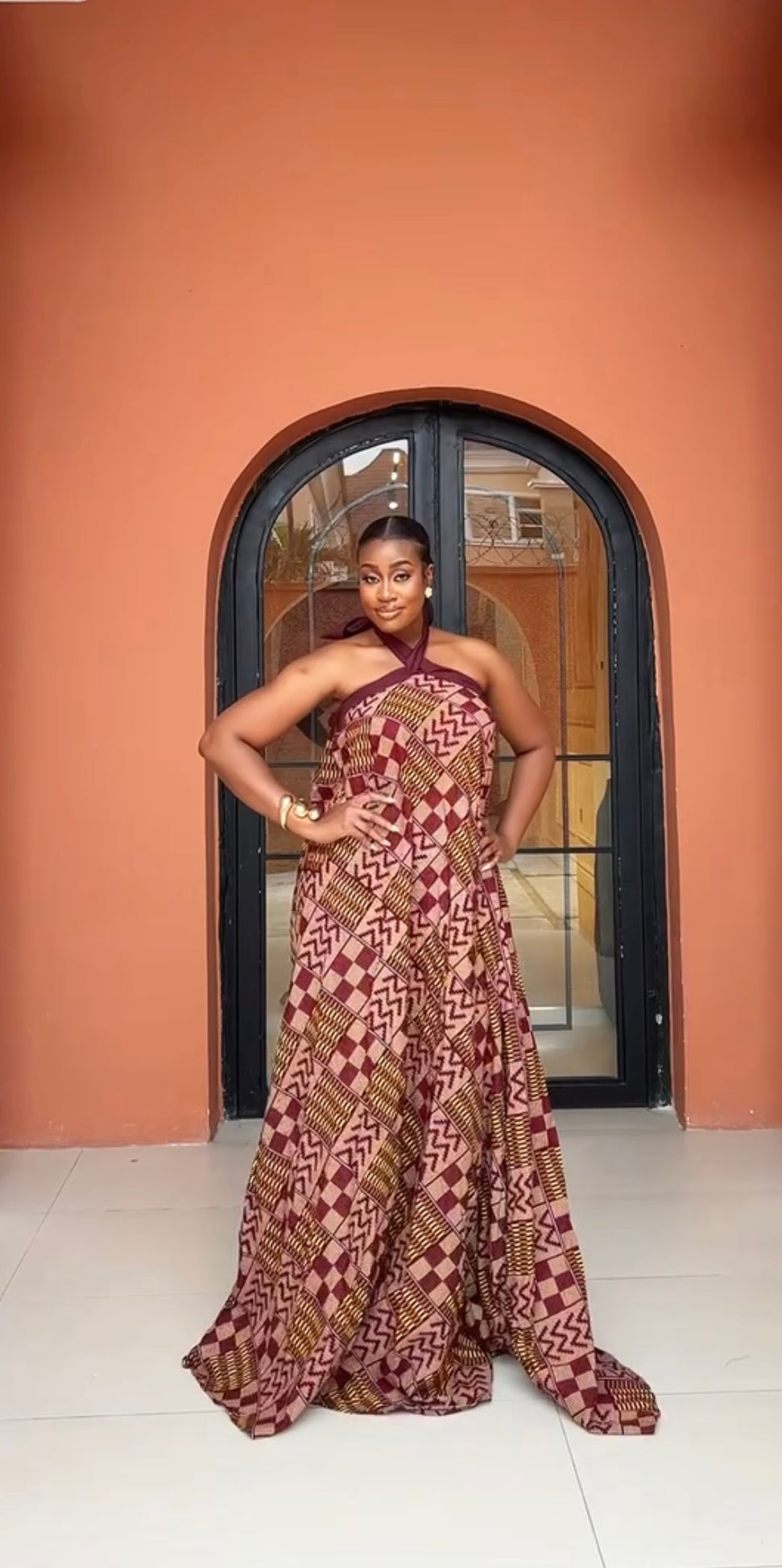 maxi dress tribal print MORENIKE ANKARA TRIBAL PRINT HALTER MAXI DRESS AFRICAN BOHO CHIC