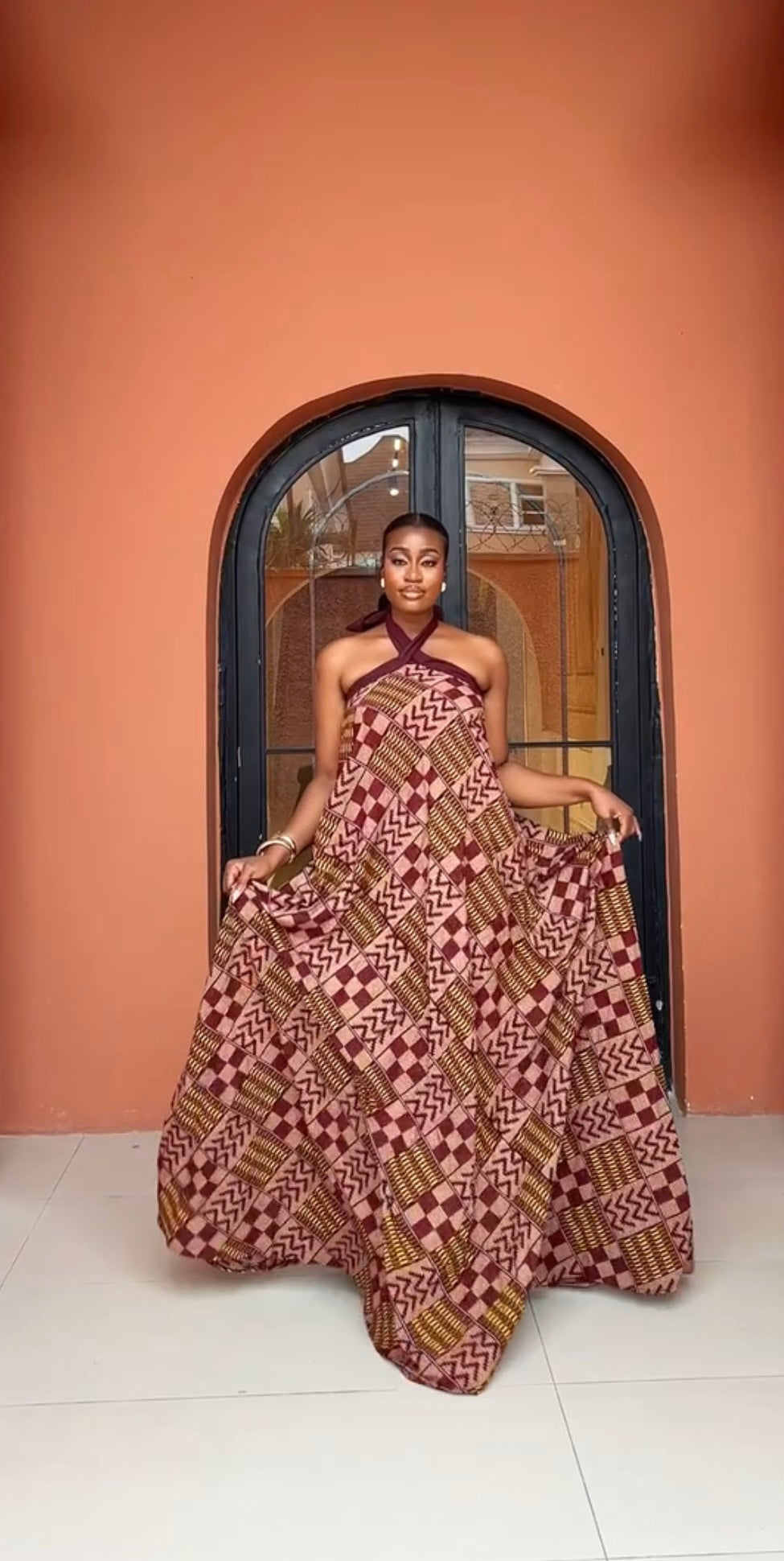 MORENIKE ANKARA TRIBAL PRINT HALTER MAXI DRESS – AFRICAN BOHO CHIC