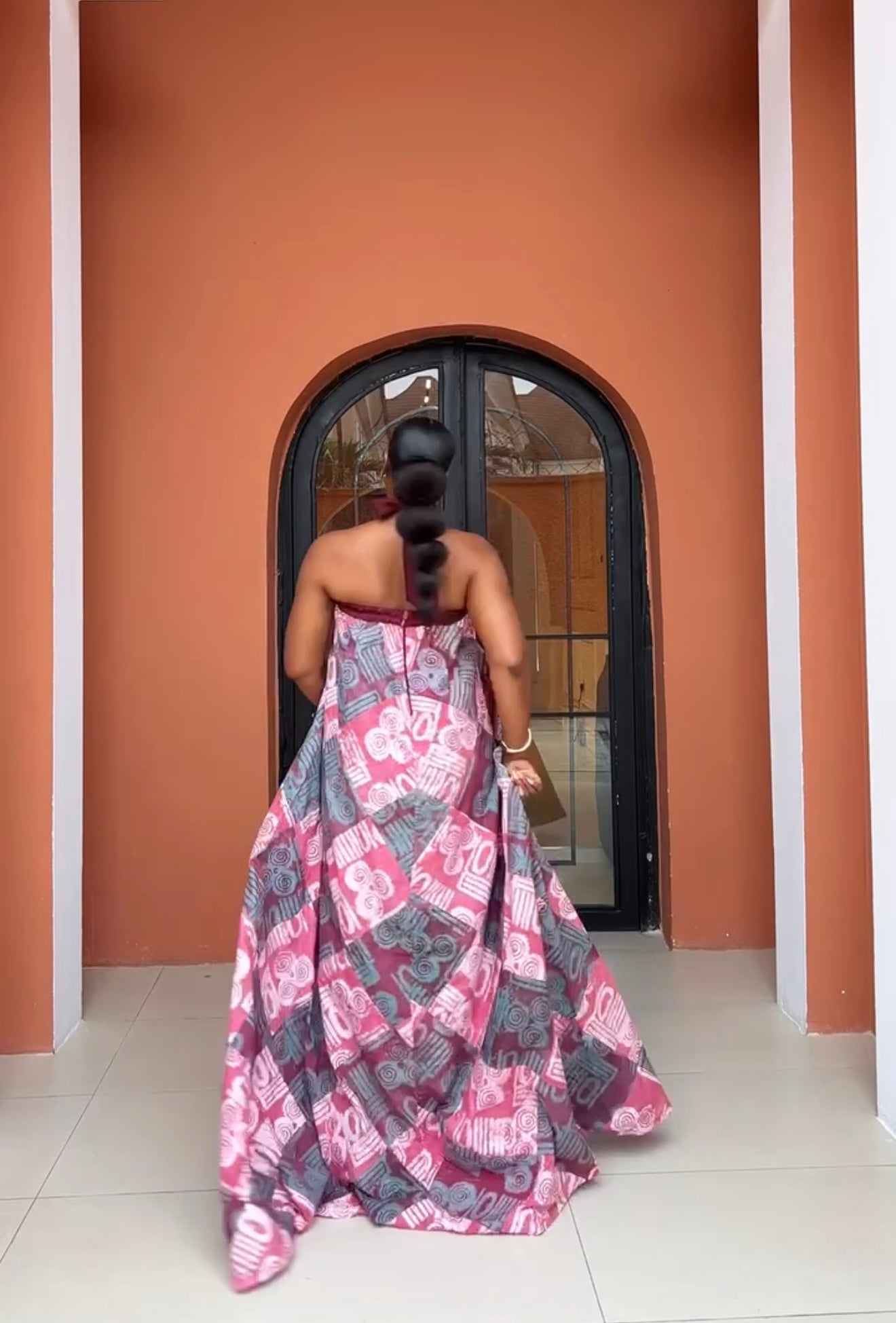 pink and blue african dress Peju Patch Oversized Short Dress in Navy Blue Yellow Pink and Orange African Ankara Print