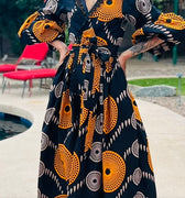 KOA AFRICAN PRINT PUFF SLEEVE LONG KIMONO