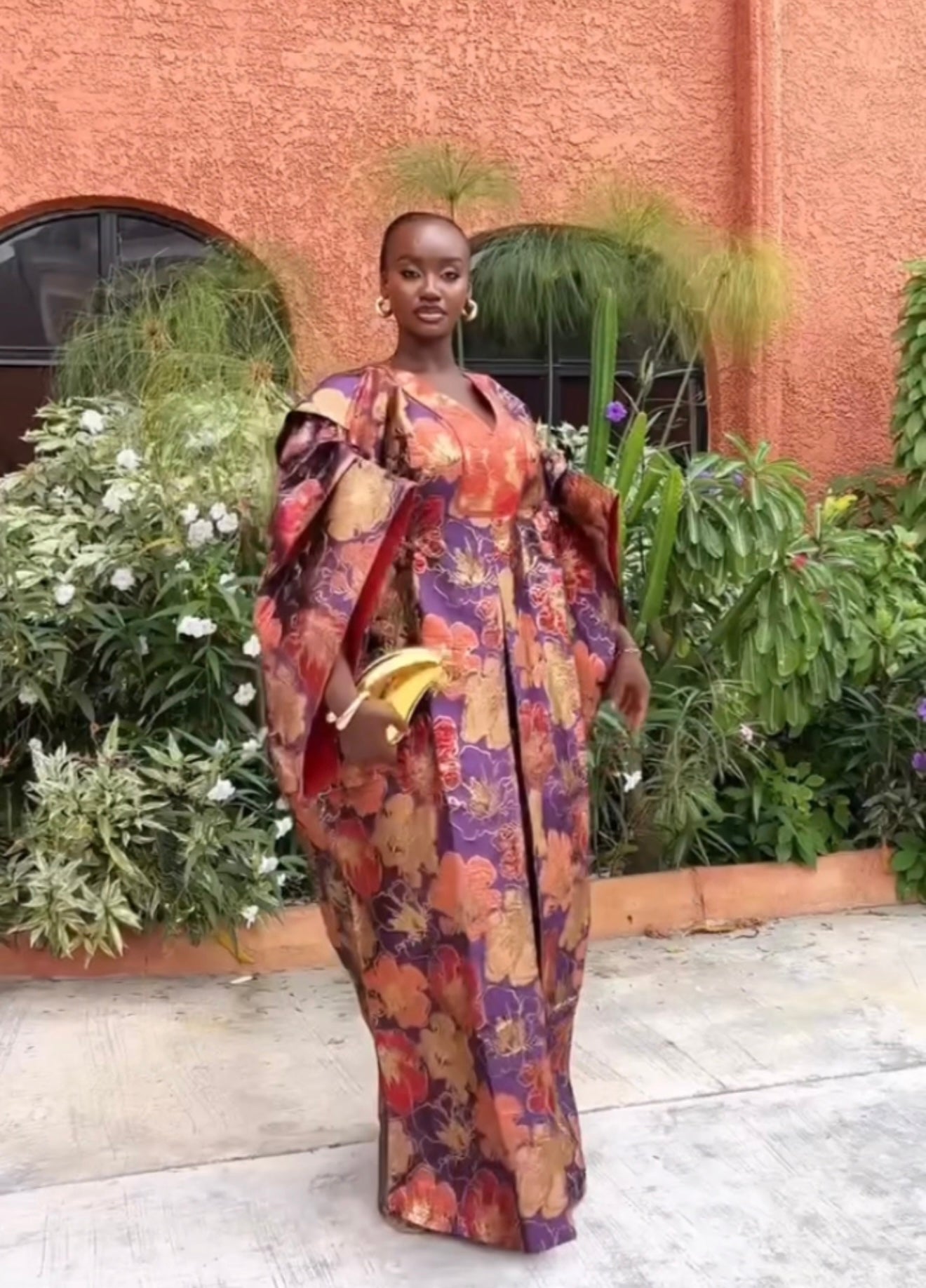 MISS KOA HANDCRAFTED CAFTAN BOUBOU – LUXURY BROCADE IN PURPLE & BURNT ORANGE