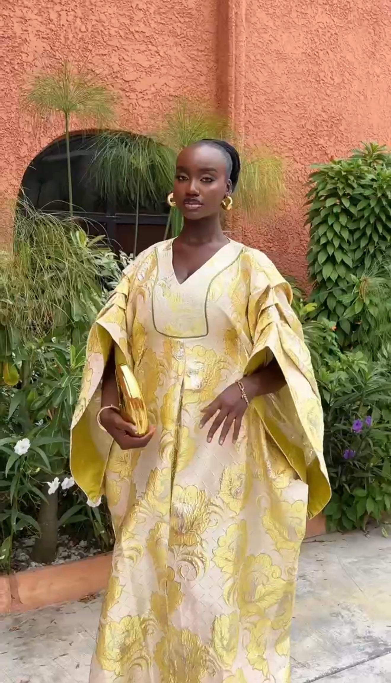 MISS KOA HANDCRAFTED CAFTAN BOUBOU – LUXURY CHAMPAGNE GOLD BROCADE ELEGANCE