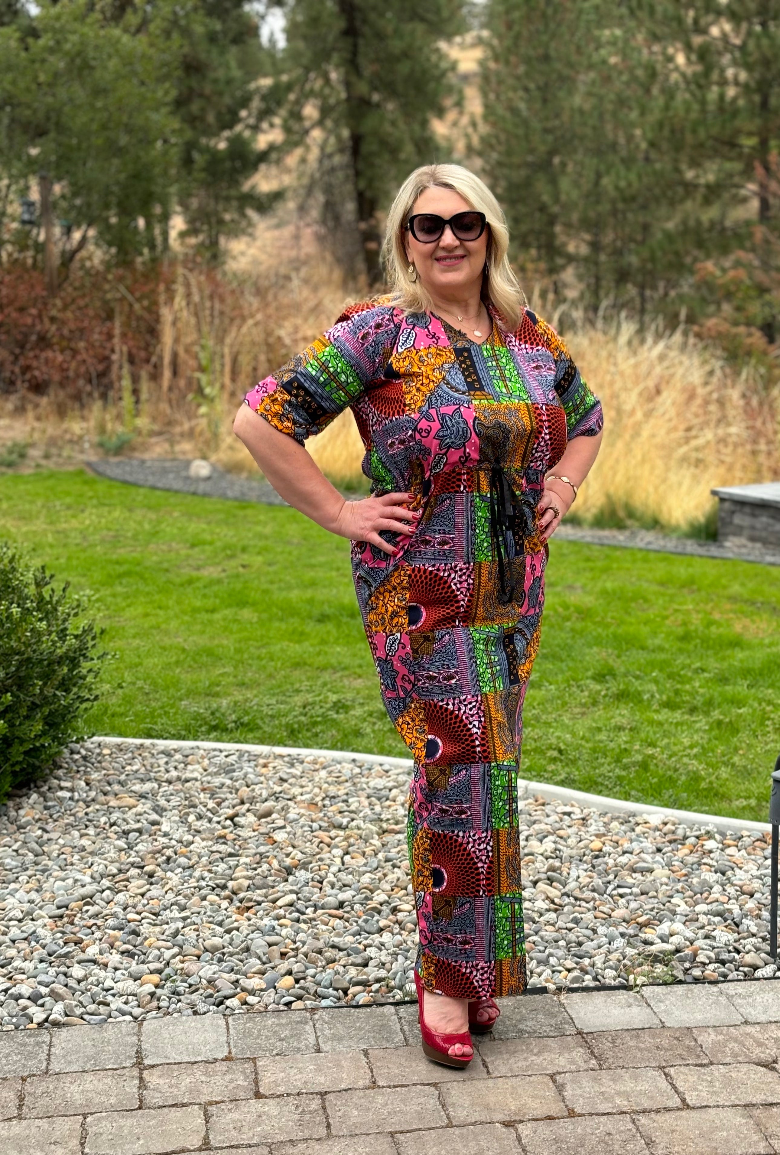SIKI WOMEN'S PATCHWORK AFRICAN PRINT MAXI DRESS