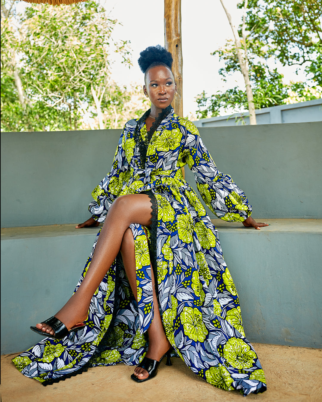 KOA AFRICAN ANKARA PRINT PUFF SLEEVE KIMONO