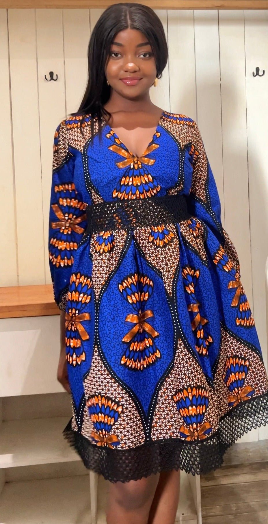 ZURI AFRICAN PRINT LONG PUFF SLEEVE MINI DRESS