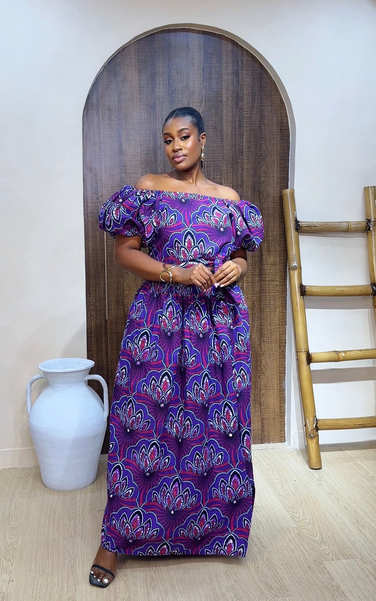 NGOZI AFRICAN PRINT FLORAL MAXI SKIRT SET