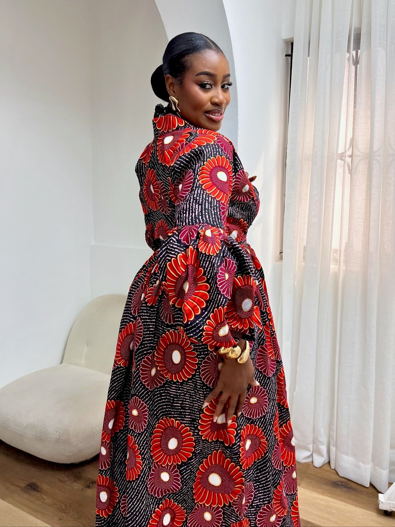 KOA AFRICAN ANKARA PRINT PUFF SLEEVE KIMONO