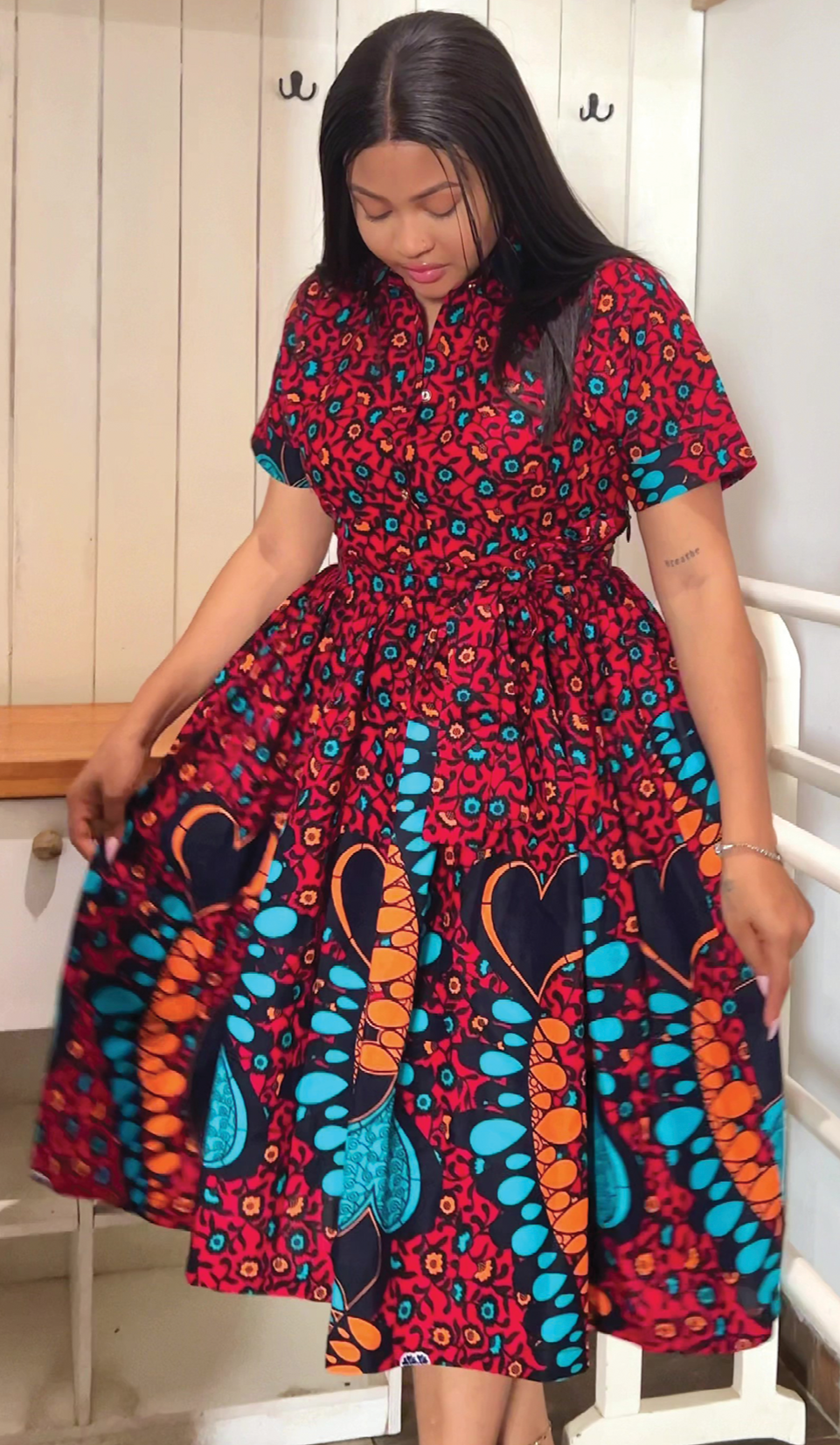 ANN AFRICAN ANKARA PRINT VINTAGE STYLE DRESS