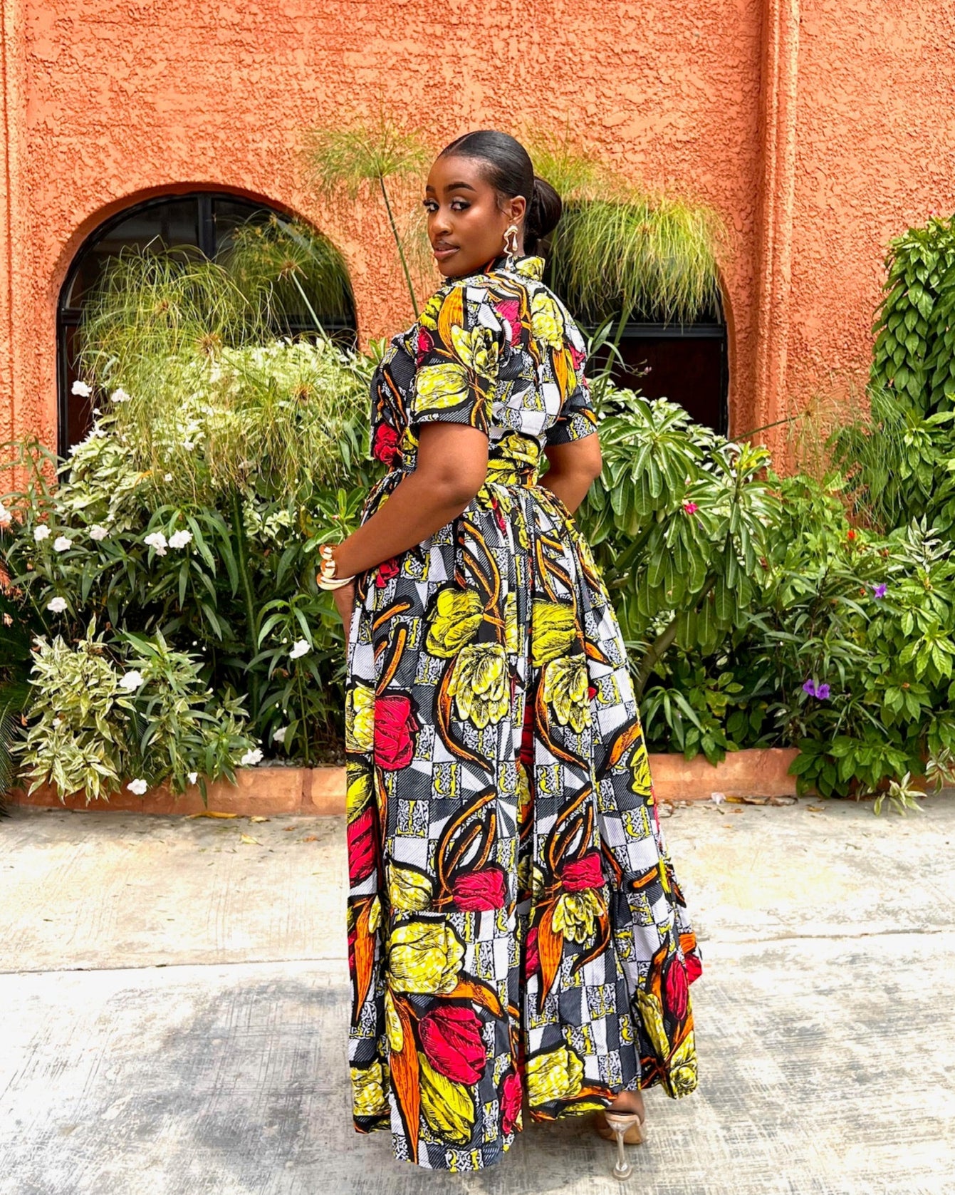 INDYA YELLOW & BLACK ANKARA PRINT SKIRT & BLOUSE SET. AFRICAN TWO-PIECE MAXI