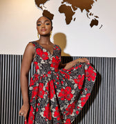 JOSIE RED WOMEN'S AFRICAN PRINT DRESS FOR VALENTINE'S